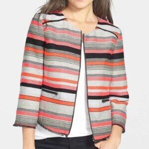 *LAST CHANCE ITEM!* Halogen Striped Zip-up Tweed Blazer w/ Fringe